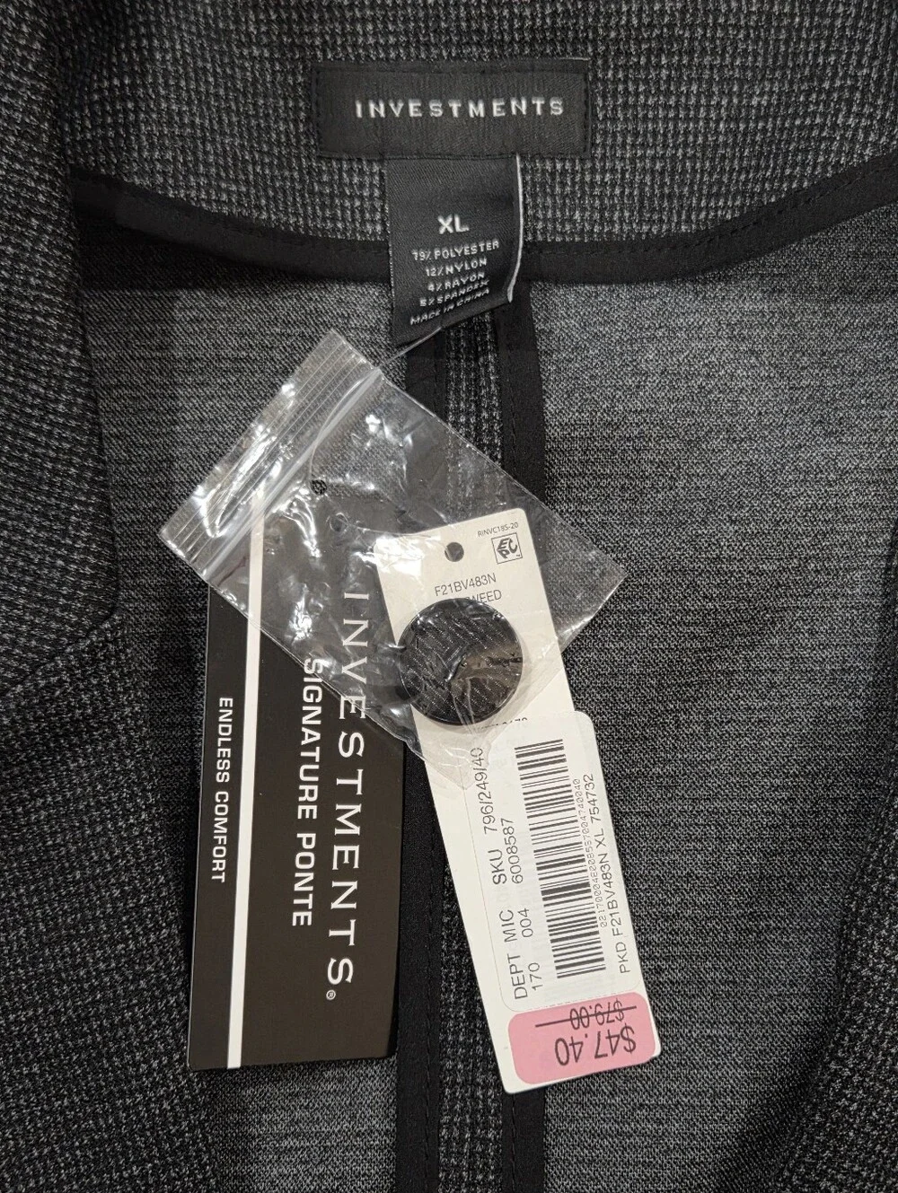Investments Charcoal Textured Single-Button Blazer